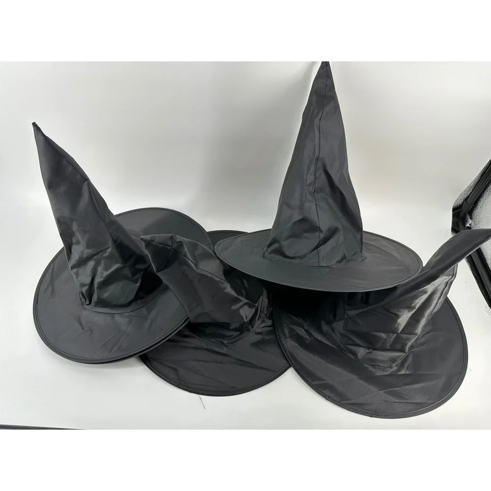 9 Black Witch Hats Pointed Wide Brim Costume Halloween Wizard Sorceress